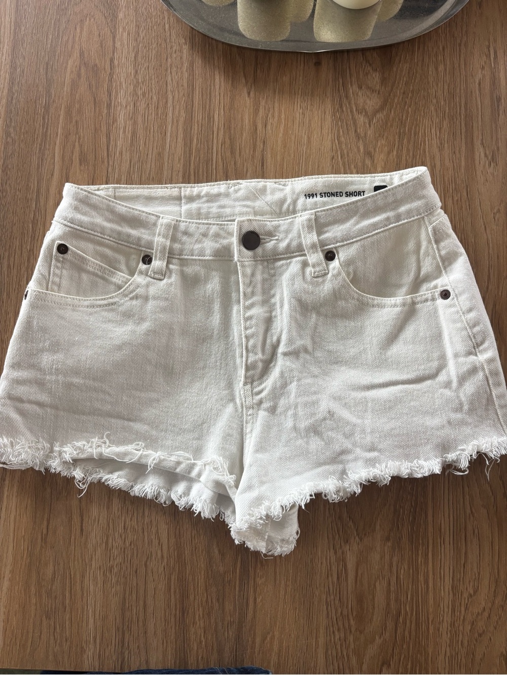 Volcom White Distressed Denim Shorts -